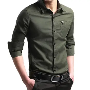 

JAYCOSIN Mens Autumn Casual Military Cargo Slim Button Long Sleeve Dress Shirt Top Male Social Dress Shirts Dropshipping 30p