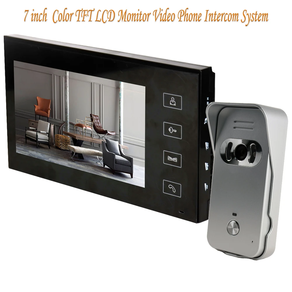 

Home Security 7 inch TFT LCD Monitor Video Door phone Intercom System With Night Vision Outdoor Camera