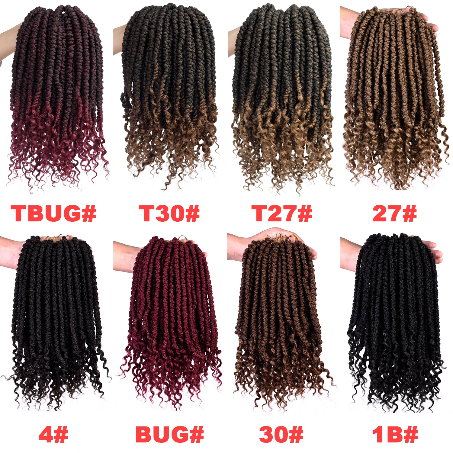12" Senegalese Spring Twists Crochet Braiding Hair Passion Fluffy Synthetic Hair Extensions Braids Curly Twist 60g/pack
