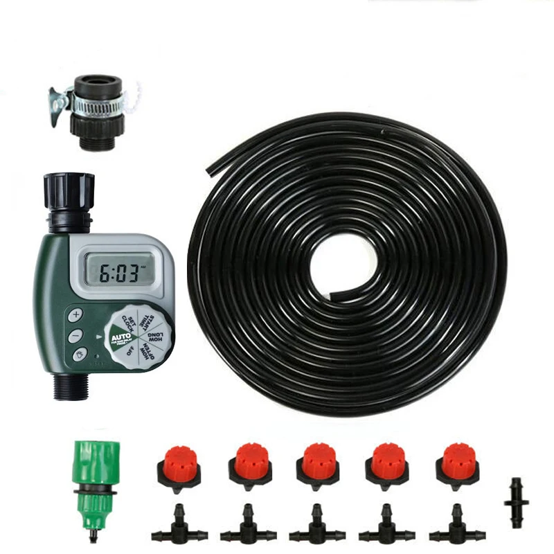 

DIY Micro Irrigation Drip System, Plant Self Automatic Watering Timer Garden Hose Kits With Adjustable Dripper