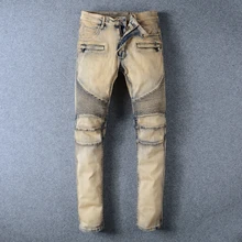2017 New Arrival High Quality Trousers Men Jeans Khaki Colour Slim Fashion Brand Plus Size 40