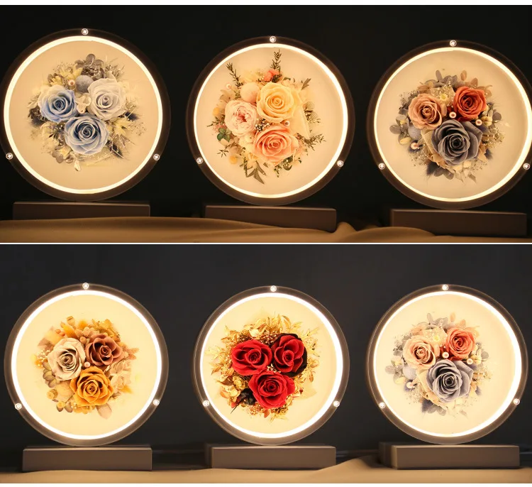 Творческий сохранены сухие цветы Роза ночсветодио дный Ники светодиодные украшения свадебные спальня лампа