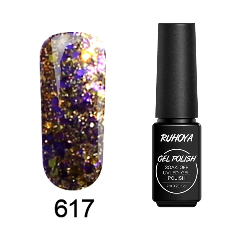 Ruhoya Diamond Shining Lacuqer Блестящий лак для ногтей УФ Гель-лак для маникюра DIY Гель-лак УФ светодиодный Vernis Полупостоянный эмалированный лак - Цвет: 617