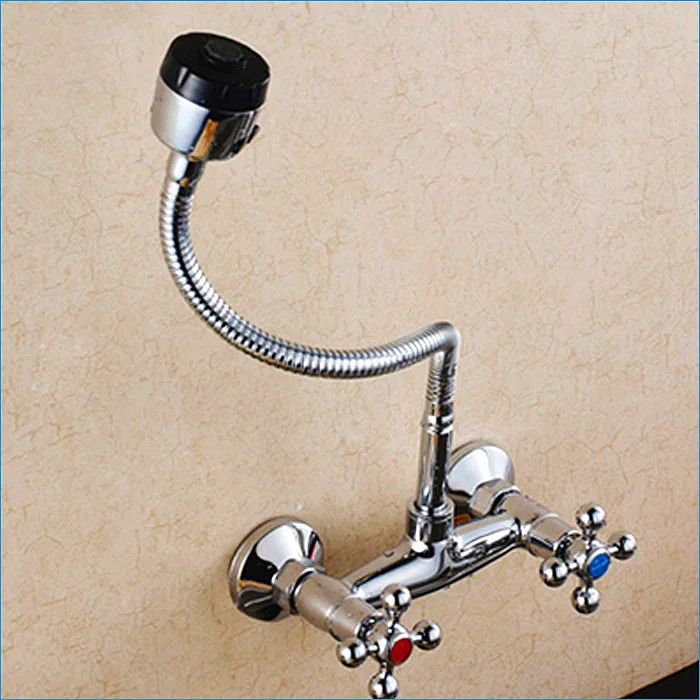 kitchen faucet D Настенный кухонный смеситель для горячей и холодной воды, различные стили латунный кухонный кран с экономии воды опрыскиватель - Цвет: kitchen faucet D