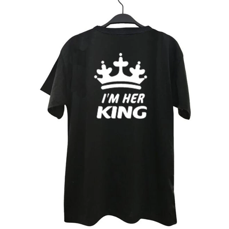 Летняя семейная футболка с круглым вырезом, футболка с надписью «King queen цена ss Crown», Повседневная хлопковая футболка для влюбленных
