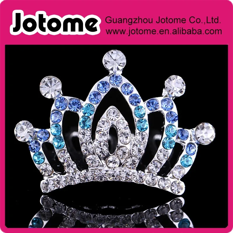 Свадебные Rhinestone Серебряный Тон Мини Крона тиары Волосы Расческой Аксессуар
