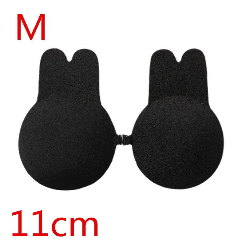 black 11cm Invisible Push Up Bra Reusable Strapless Adhesive Bra Women Breast Petals Nipple Cover Self Adhesive Silicone Sticky Rabbit Bras - Цвет: black 11cm