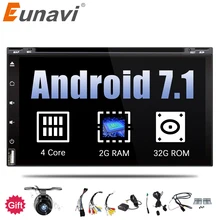 Eunavi 4 ядра 2 din android 7,1 dvd-плеер автомобиля Универсальный 2din gps навигации аудио стерео радио с WI-FI + bluetooth + камера