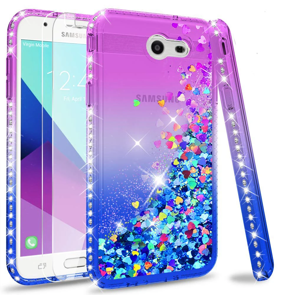 Блестящий чехол с бриллиантами для Samsung Galaxy J3 Prime/J3 2017/J3 Eclipse/J3 Emerge Liquid Quicksand Floating