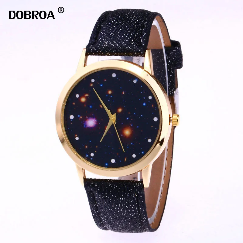 Relogio Masculino Reloj Mujer блестящий циферблат кожаный ремешок металлический Модный маленький Повседневный ремень для часов для мужчин леди звездное небо кварцевые часы