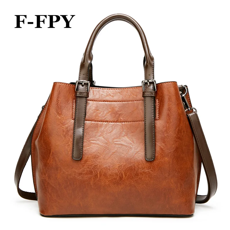 

Famous Brand Designer Women Oil Wax Leather Handbag Ladies Vintage Casual Totes Female Shoulder Crossbody Bag Big Shopping Purse