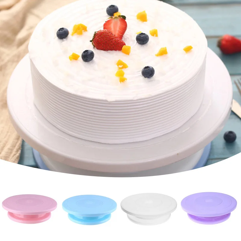 10 Inches Plastic Swivel Plate Cake Revolving Stand Accessories Kitchen Mold Durable Easy Decorating Sturdy Multicolor