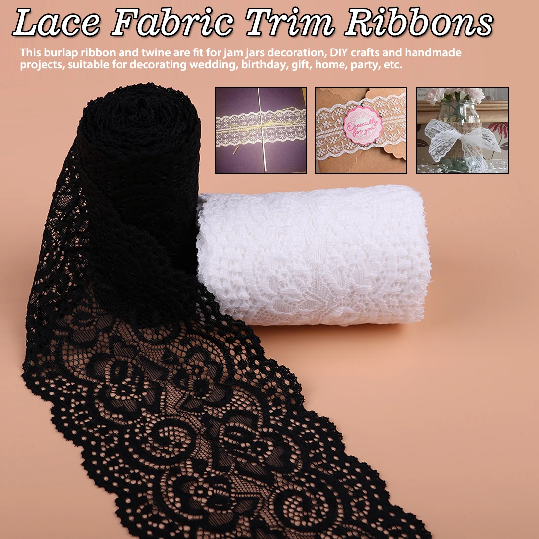 2 ярдов 10 см ширина белый/черный пробитая кружевная ткань отделка ленты для