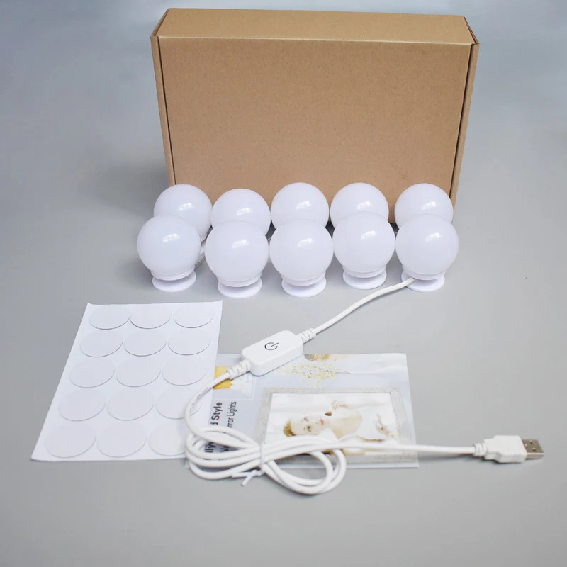 10 Bulb Hollywood Led Makeup Mirror Light USB Charging Vanity Makeup Mirror Light Brightness dimmable Cosmetic Mirrors