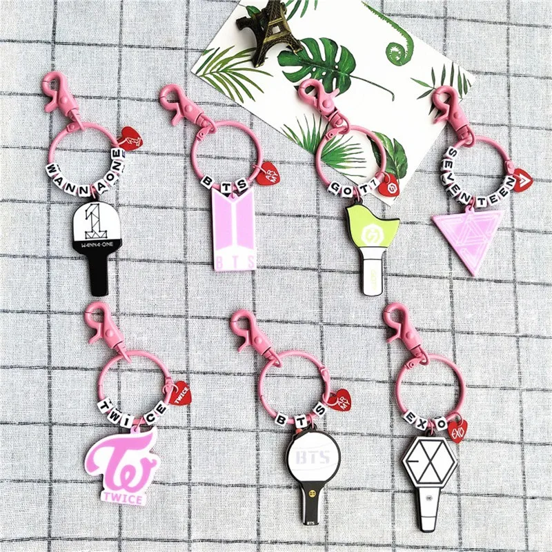New Kpop BTS Bangtan Boys Army Fans EXO GOT7 WANNA ONE TWICE SEVENTEEN Light Stick Key Ting Bag Pendant Ring Keychain | Женская одежда