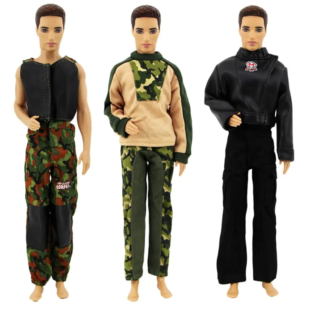 

Handsome 3 Sets Men Outfits Soldier Uniform Camouflage Costume Dollhouse Clothes For Barbie Ken Doll 1:6 Figure Accessories Toys