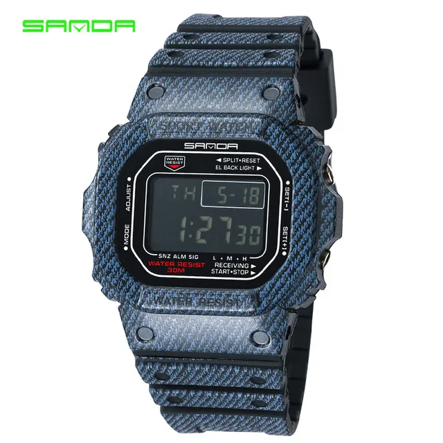SANDA спортивный светодиодный электронные цифровые часы водонепроницаемые мужские часы наручные часы для влюбленных мужские s лучший бренд класса люкс Relogio Masculino - Цвет: Men black