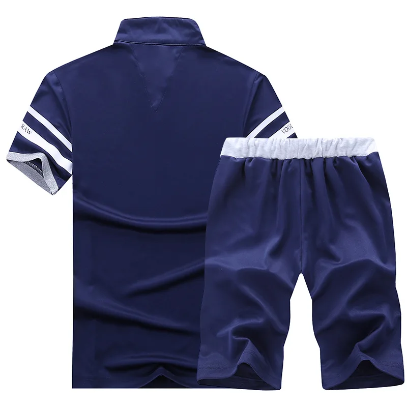 Лето из двух частей SportSuits Для мужчин Повседневное спортивный костюм футболка+ шорты дышащие спортивные костюмы Спортивная джоггеры спортивный костюм мужской