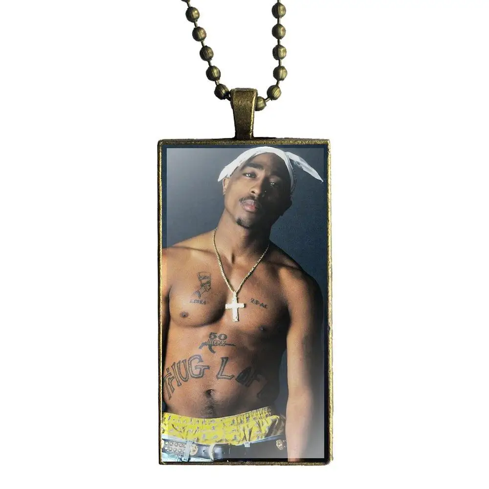 Роскошная печать 2pac Tupac Shakur, модный стеклянный кабошон, подвеска, прямоугольное ожерелье, колье, ожерелье, ювелирные изделия для девочек, лучший подарок