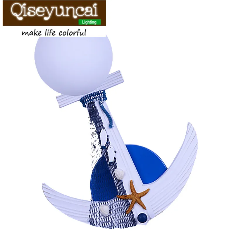 Qiseyuncai Новинка средиземноморская детская комната якорь настенный светильник прикроватная тумбочка для спальни мультяшный Креативный светодиодный настенный светильник