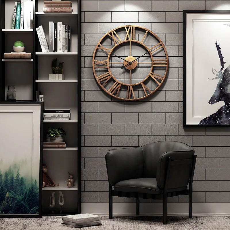 

Nordic Roman Digital Creative Retro 3D Clock Wall Clock Modern Design Cafe Bar Silent Quartz Clock Big Round Clock on The Wall