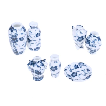 

7pcs/set Dollhouse Mini Ceramic Vase Accessories Doll house Miniatures 1:12 Accessories Decorative Miniature Porcelain