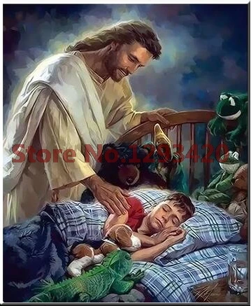 

Full Square Drill 5d Diamond Painting "Jesus and sleepy child" Diamond Embroidery Cross Stitch Mosaic Resin Rhinestone Decor