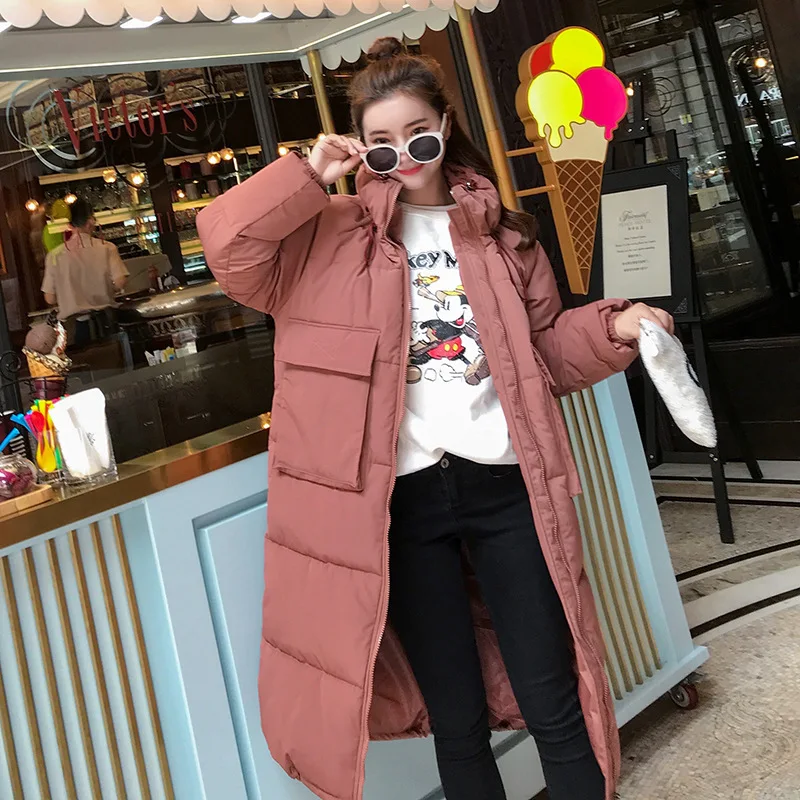 Hot sale New Arrival Solid Slim Long New Size For Women's Cotton Slim Down Parka With Hooded Winter Jacket Women