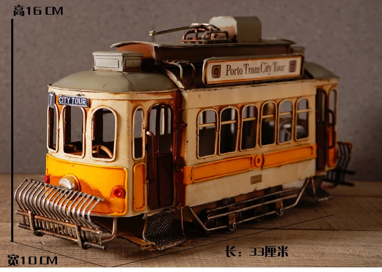 Винтажная фигурка трамвая в стиле ретро, фигурка трамвая, модель автобуса, статуя трамвая, украшение для дома, коллекция подарков, хобби