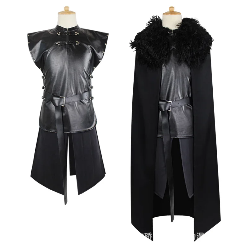 Game of Thrones Costume Jon Snow Costume Outfit With Coat Halloween Clothing Ault Men Cosplay Costume Full Set Party dress - Цвет: Costume