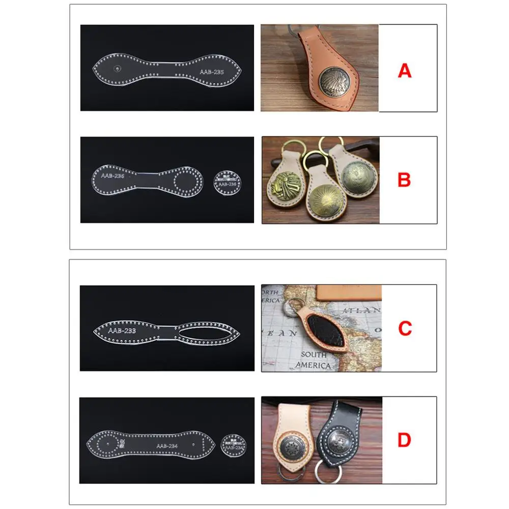 

Acrylic Stencil DIY Leather Handmade Craft Key Chain Keyfob Pattern Buckle Sewing Template DIY Tools