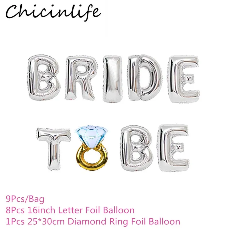 Chicinlife, 1 комплект, девичник с воздушным шаром для невесты, вечерние свадебные аксессуары для помолвки, аксессуары для церемоний, украшения - Цвет: Silver