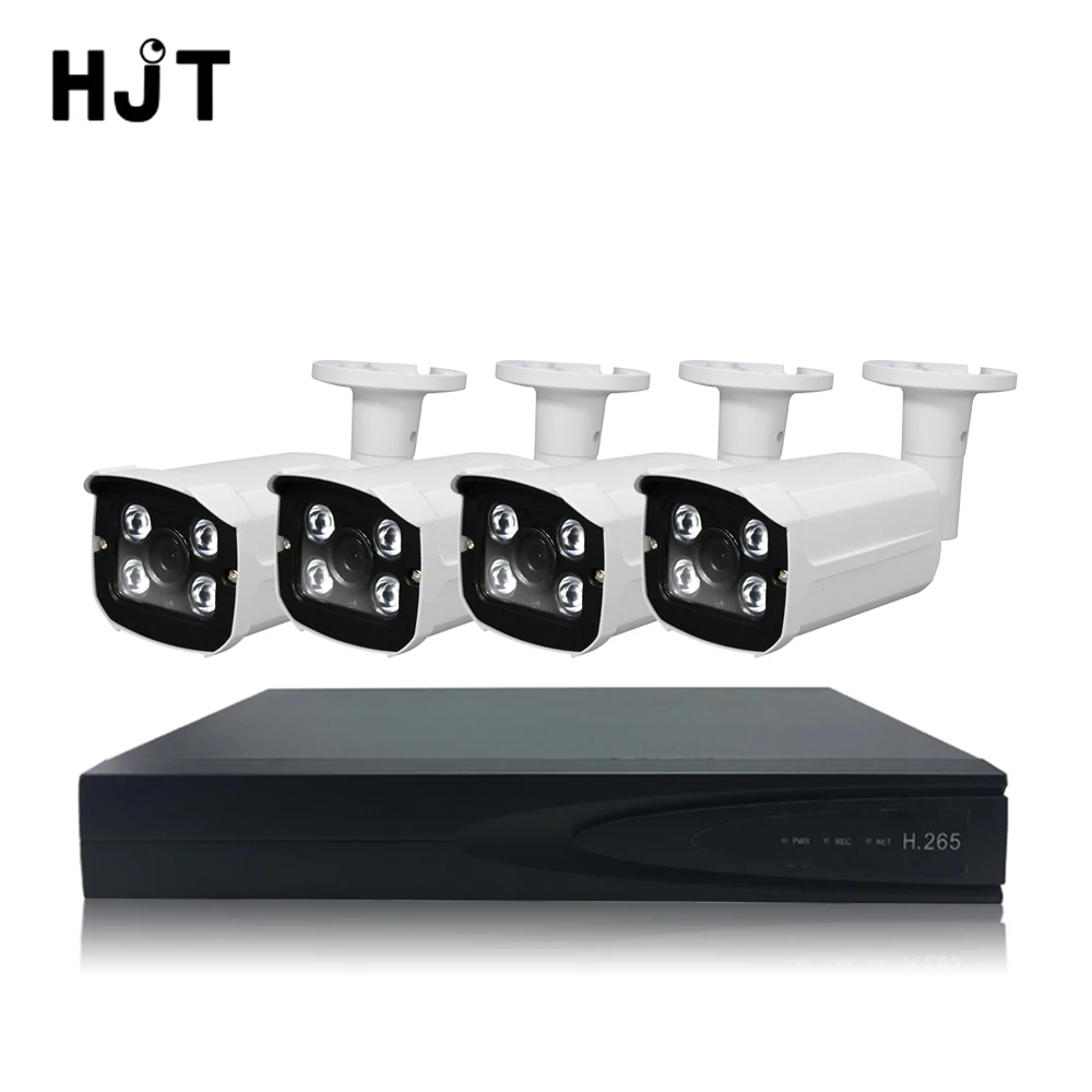 HJT 5.0MP встроенных IP Камера CCTV Cam H.265/H.264 4CH NVR комплект Системы P2P ИК IP66 Всепогодный