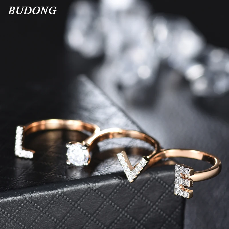 Budong Бесконечность палец кольцо золотого цвета блестящие три пальца кольцо Роскошные Регулируемые кольца, свадебные украшения для женщин XU613
