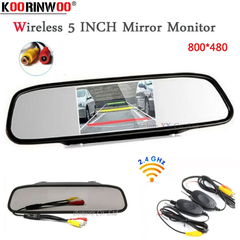 

Koorinwoo 2.4G Wireless Car TFT LCD Mirror Monitor Rearview Display Parking Assistance 12V For car parking camera/ DVD RCA