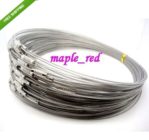 

300pcs Silver Memory Wire Cable Steel Chain Charms Necklaces 18 " Clasp Choker Necklace Jewellery
