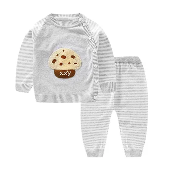 

Baby Girls Spring Clothing Set Kids Cardigan Sweater Set Boys Autumn Tops +Pants 2Pcs Knitting Cartoon Clothing Set AA12188