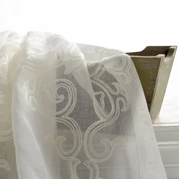 

Elegant Embroidered White Tulle Curtains For Living Room Sheer Curtain Bedroom European Damask Custom Size Panels Window Screen