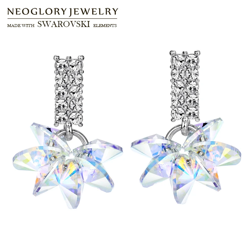 

Neoglory Austria Crystal & Rhinestone S925 Silver Needle Drop Earrings Geometric Design For Trendy Stylish Party Classic Lady