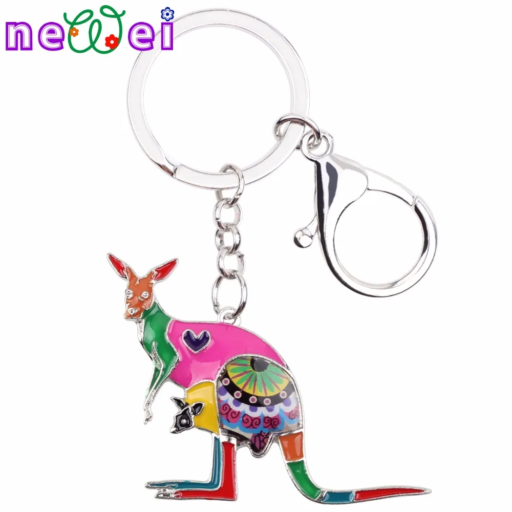 NEWEI Enamel Alloy Australia Kangaroos Key Chain Keyring Keychains Car