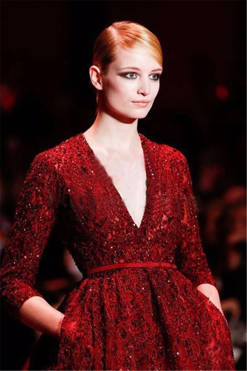 Красное ТРАПЕЦИЕВИДНОЕ ПЛАТЬЕ С v-образным вырезом,, кружевное платье Vestidos De Novia, вечернее платье для выпускного, длинное платье знаменитостей с открытой спиной, красный ковер