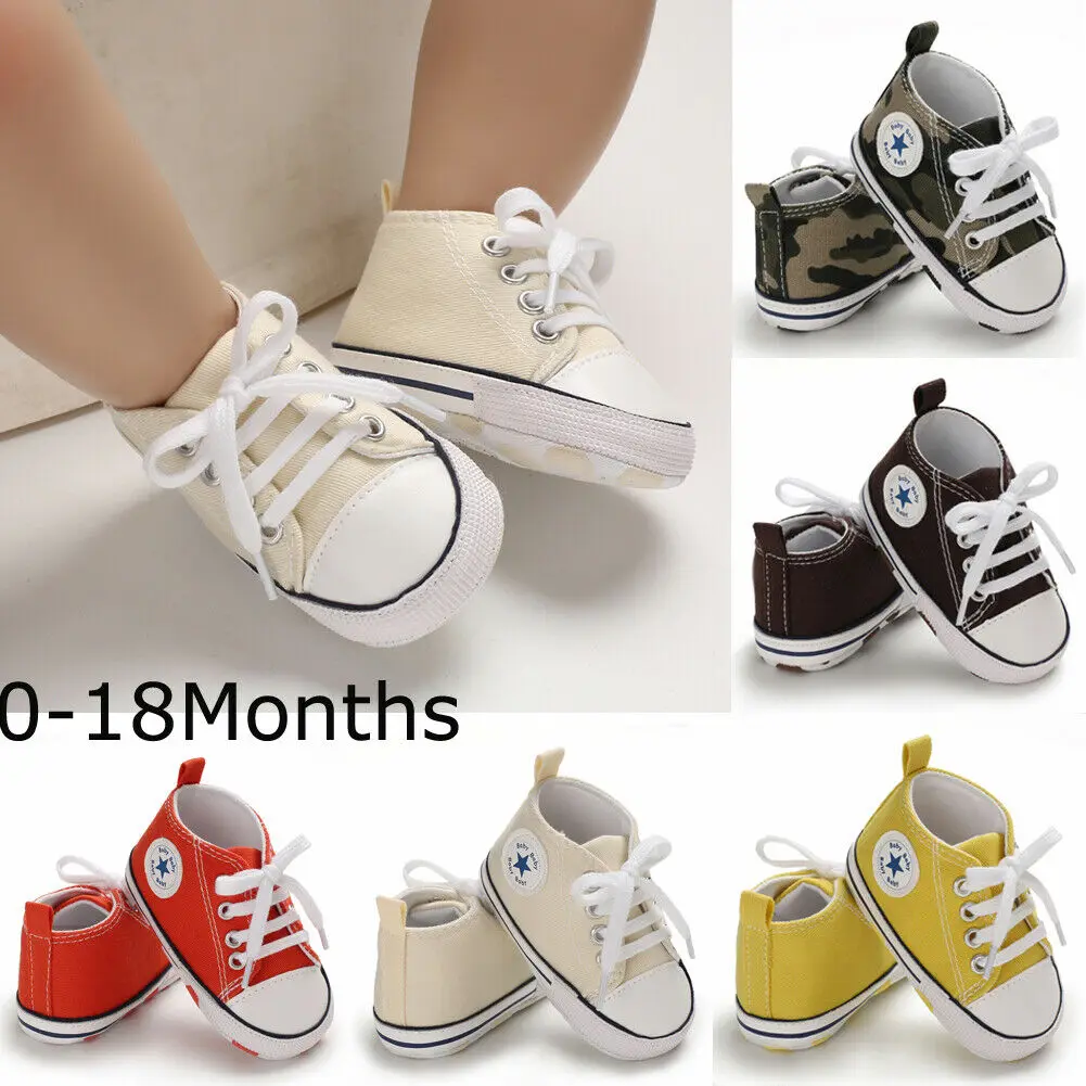 Милые Детские парусиновые кроссовки для маленьких мальчиков и девочек с мягкой подошвой для кроватки 0-18 месяцев