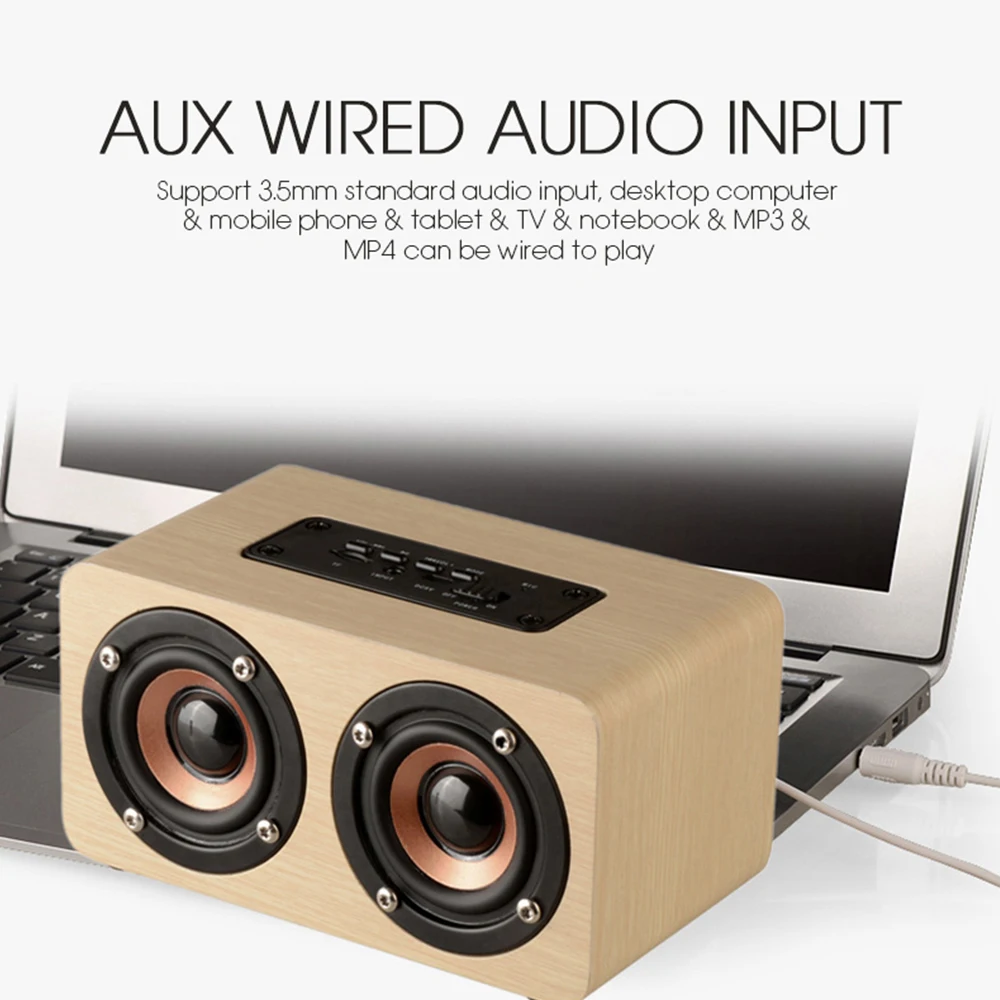 W5 Деревянный беспроводной Bluetooth динамик Портативный HiFi Shock Bass Altavoz TF caixa de som