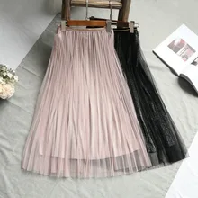 Юбки из полиэстера и хлопка, специальное предложение, женские юбки длиной до щиколотки,, осень, Корейская фея и длинная юбка