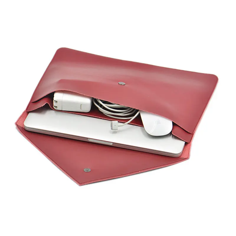 Premium Microfiber Leather Laptop Sleeve with Dual Pockets - Envelope Style