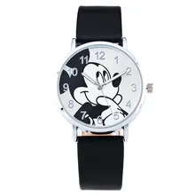 2016 Fashion Watch Mickey Mouse Children Cartoon Watch Leather Wristwatch Casual Kid Boy Quartz Watch Women Girls Relojes 1961