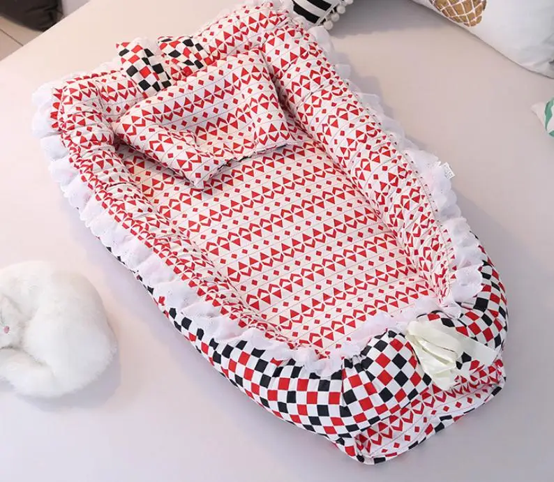 Детская кроватка портативная и моющаяся кроватка дорожная кровать для младенцев детская хлопковая Колыбель для новорожденных бампер складная кровать - Цвет: 1