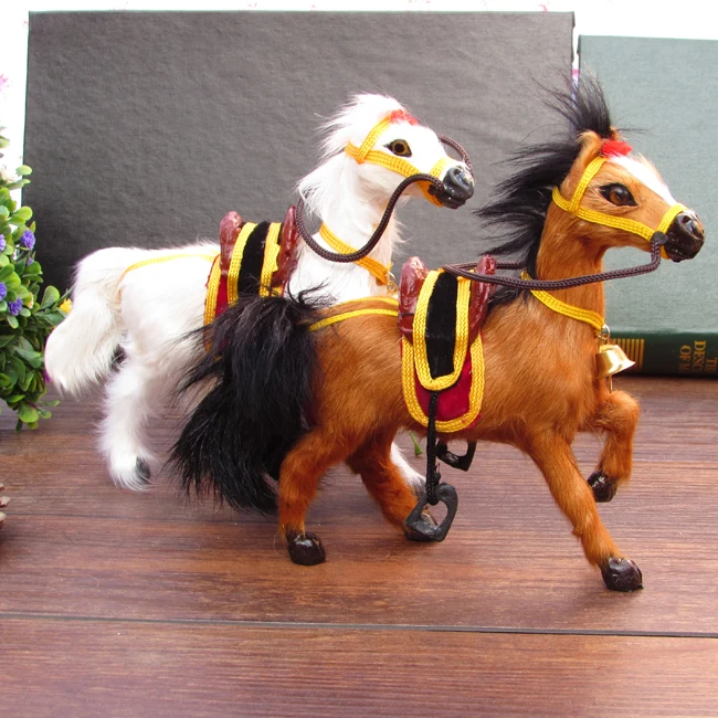 

plastic& furs horse model with bell ,about 20x17cm saddle horse, home decoration Xmas gift w5791