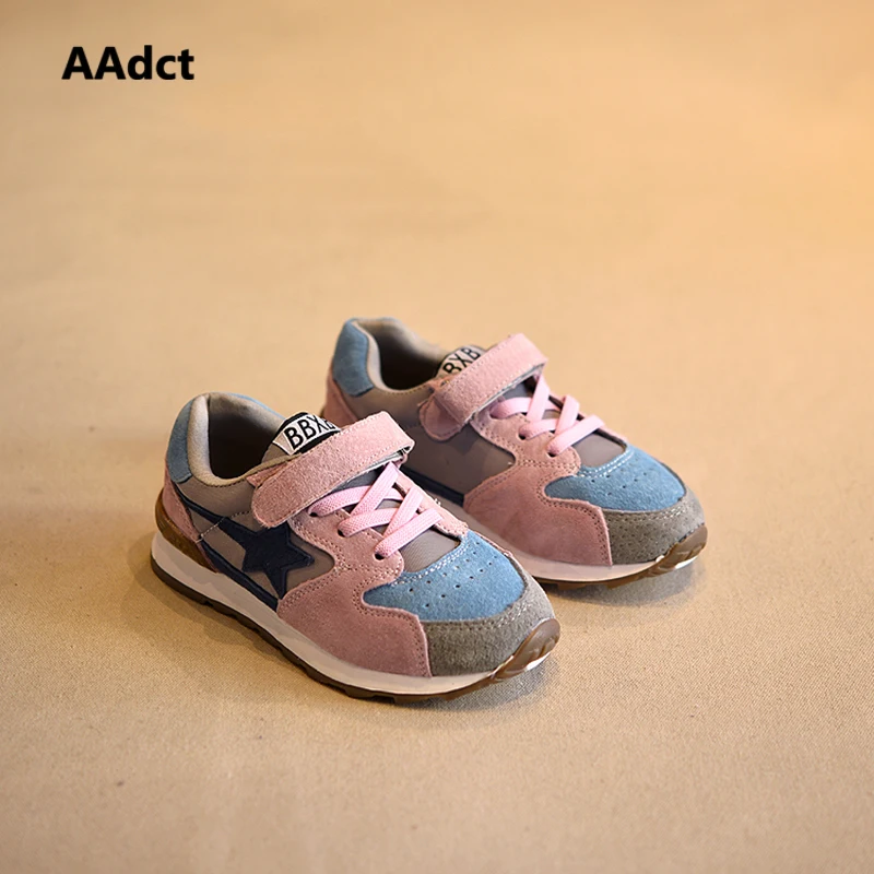 

AAdct spring new kids sports shoes real leather Wear-resisting children shoes for boys breathing running  girls shoes