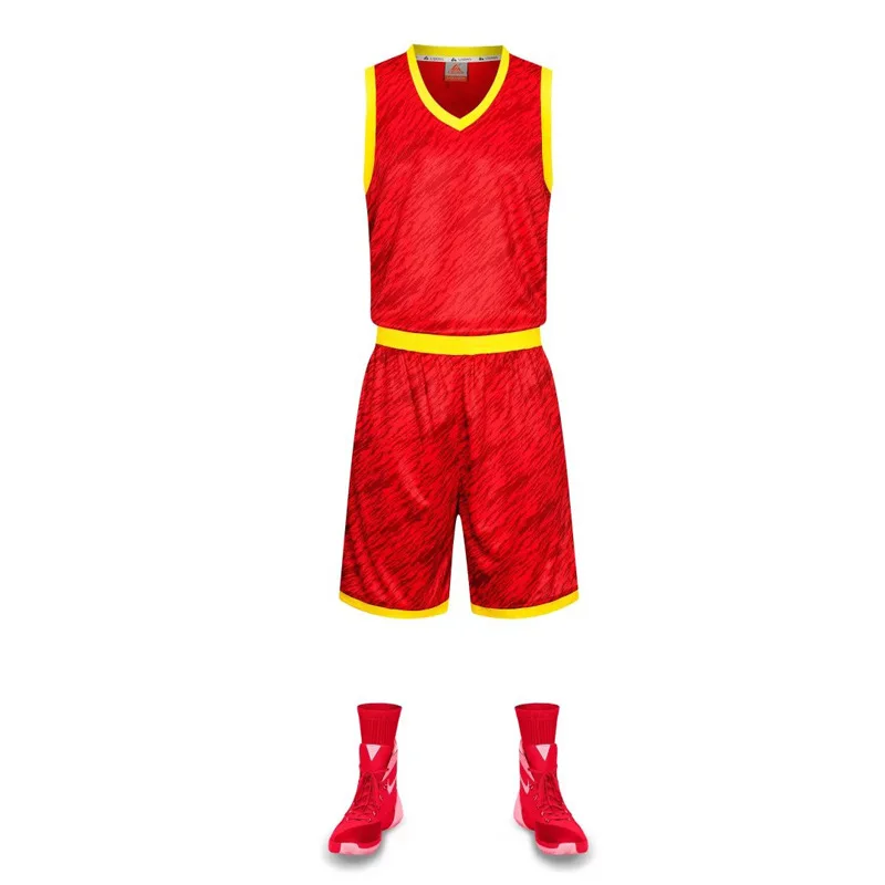 Пользовательские новые мужские команда колледжа баскетбольные трикотажные изделия комплекты униформы спортивная одежда дышащий баскетбольный спортивный костюм для молодежи шорты - Цвет: Red